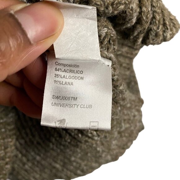 University Club Women’s Brown Cowl Neck Button Accent Sweater - Picture 6 of 8